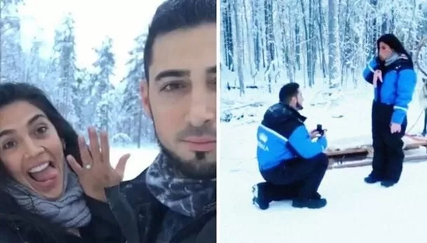 Vania Bludau y Frank Dello Russo se comprometieron en Finlandia en 2018 / Instagram