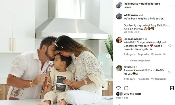 Frank Dello Russo, ex de Vania Bludau, anunció el segundo embarazo de su esposa / Instagram