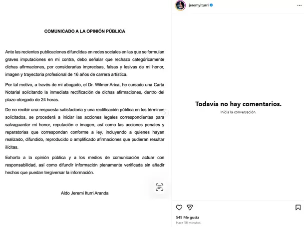 Exbailarín de Corazón Serrano respondió tras presuntos señalamientos en su contra/ Captura Instagram Exbailarín de Corazón Serrano respondió tras presuntos señalamientos en su contra/ Captura Instagram