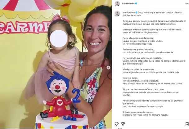 Luis Alonso Bustíos se despide de su hermana, quien falleció tras un accidente / Instagram Luis Alonso Bustíos se despide de su hermana, quien falleció tras un accidente / Instagram