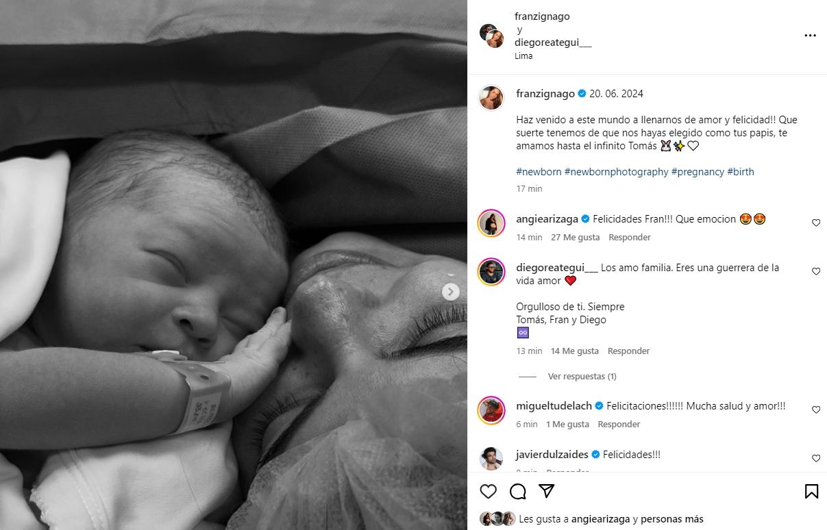Francesca Zignago mostró fotos de su bebé recién nacido / Instagram