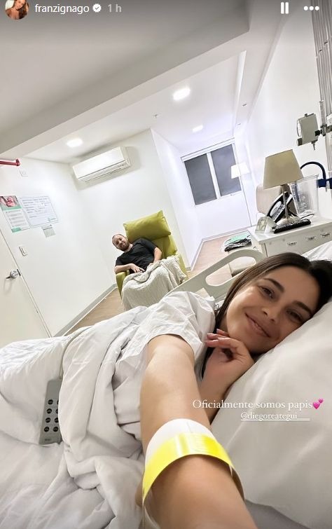 Francesca Zignago y Diego Reátegui en la clínica tras nacimiento de su bebé / Instagram