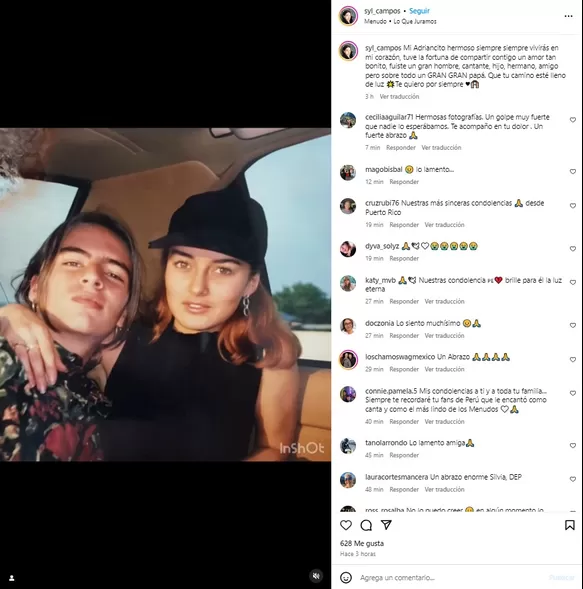 Sylvia Campos se despidió de su ex novio, Adrián Olivares. Fuente: Instagram