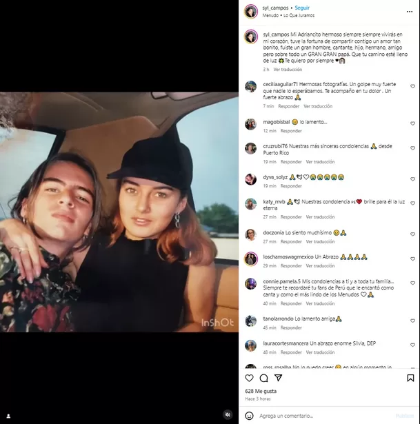 Sylvia Campos se despidió de su ex novio, Adrián Olivares. Fuente: Instagram