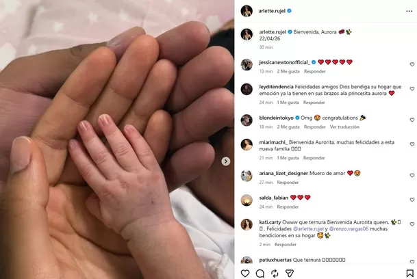 Arlette Rujel dio a luz a su pequeña, cuyo nombre es Aurora / Instagram