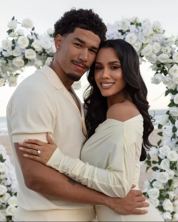 Camila Escribens junto a su prometido Allen Lazard. Fuente: Instagram Camila Escribens junto a su prometido Allen Lazard. Fuente: Instagram