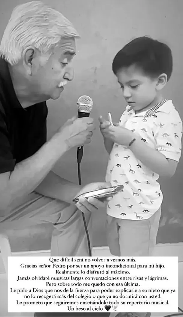 Don Pedro Loli Espinoza cantando con su nieto Alessio / Instagram