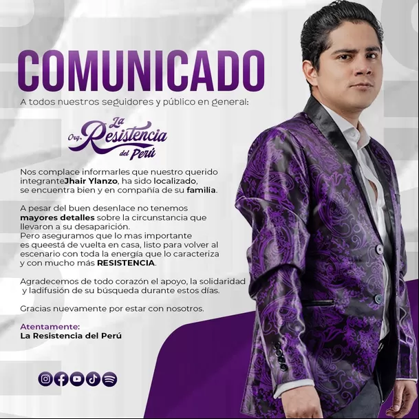 Jhair Ylanzo está vivo para alegría de sus fieles seguidores / Facebook Jhair Ylanzo está vivo para alegría de sus fieles seguidores / Facebook