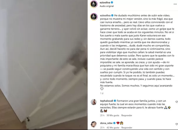 Ezio Oliva abrió su corazón en Instagram sobre su salud mental / Instagram