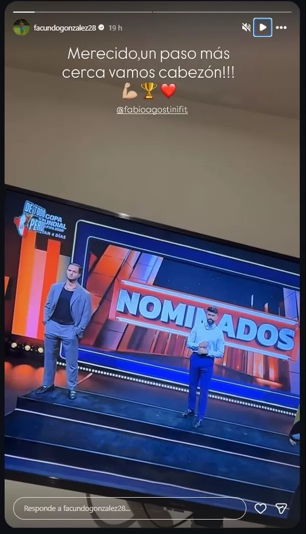 El argentino no ocultó su felicidad luego de que Fabio Agostini asegurara su lugar en la gran final de La Casa de los Famosos. A través de sus redes sociales, compartió su efusiva reacción. Foto: Instagram @facundogonzalez28 El argentino no ocultó su felicidad luego de que Fabio Agostini asegurara su lugar en la gran final de La Casa de los Famosos. A través de sus redes sociales, compartió su efusiva reacción. Foto: Instagram @facundogonzalez28