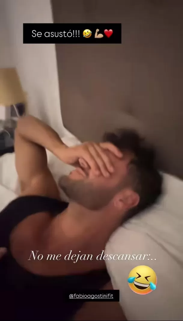 La reacción de Fabio Agostini tras ser troleado en su propio cuarto por Facundo González /  IG: fabioagostinifit