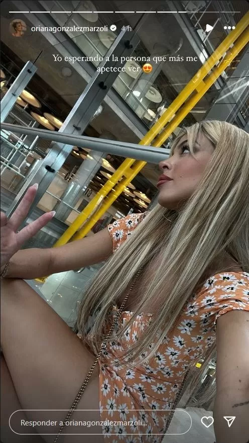 Oriana Marzoli fue personalmente a recoger a Facundo González al aeropuerto de Madrid/Foto: Instagram