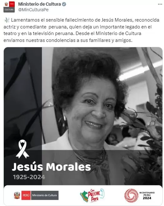 Murió la actriz cómica Jesús Morales / X 