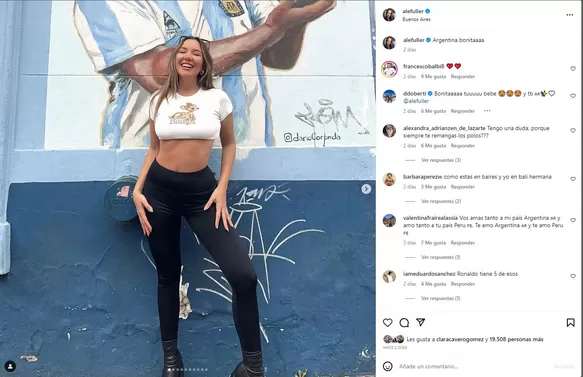 Francesco Balbi comentó en las redes de Alessandra Fuller en su última publicación, ella se encuentra en Argentina a pesar de no llevar el anillo puesto / Foto: IG Alessandra Fuller