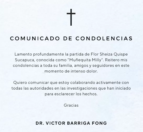 Comunicado Dr. Fong | Imagen: Instagram