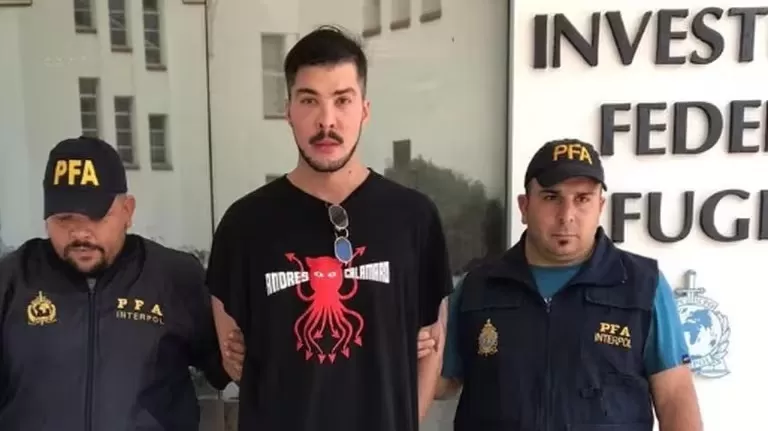 Dan Masciarelli tras ser detenido en Argentina por la PFA. Fuente: Infobae