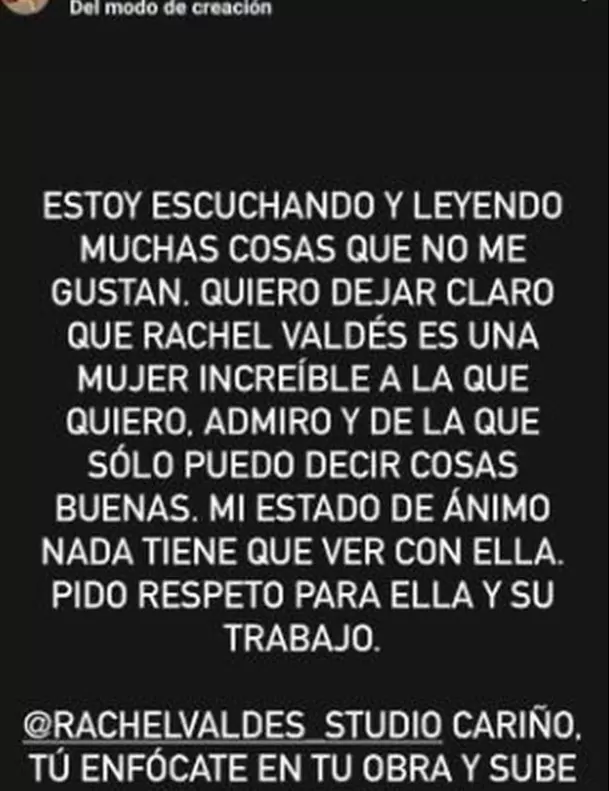 Alejandro Sanz defendió a Rachel Valdés de ataques tras darse a conocer su separación / Instagram