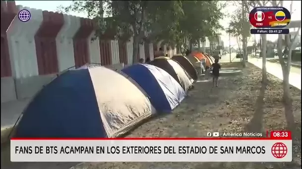 Fans de BTS acampan afuera del Estadio San Marcos/ América TV