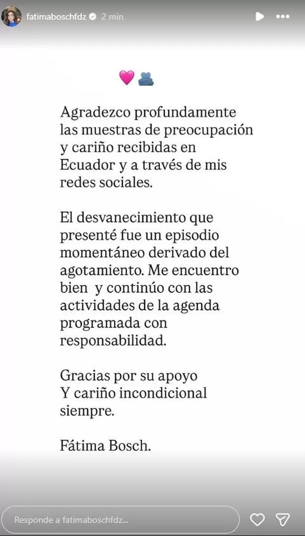  Fátima Bosch rompe su silencio tras desmayo en desfile / Instagram