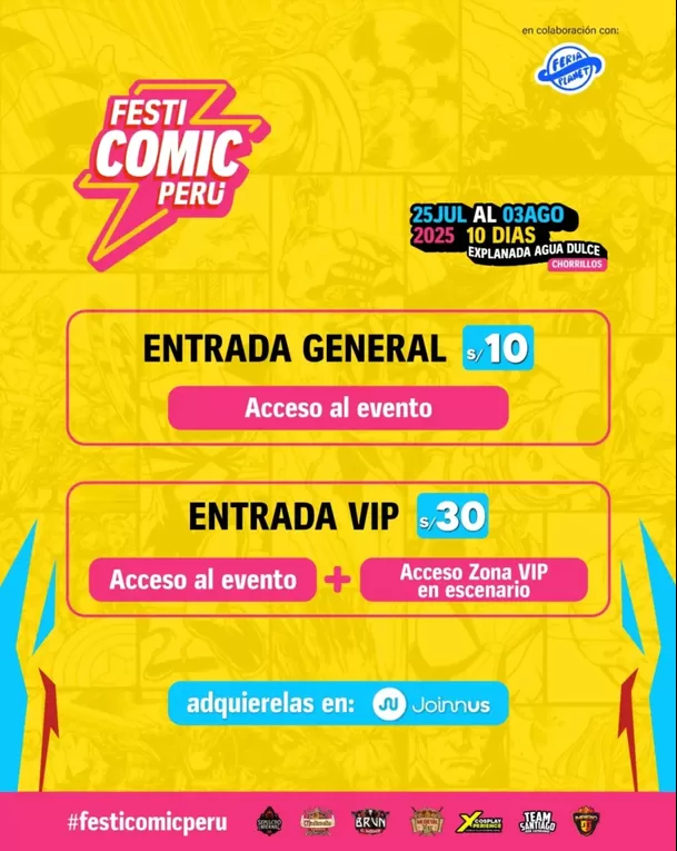 Las entradas para el Festi Cómic Perú 2025 están a la venta en Joinnus / Instagram