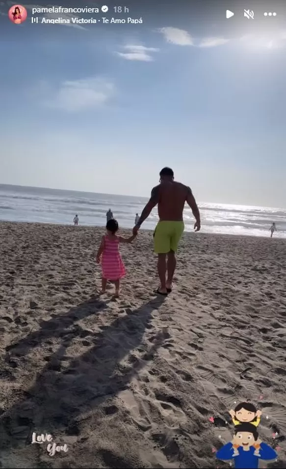 El tierno momento de Christian Domínguez y su hija menor en la playa / Instagram