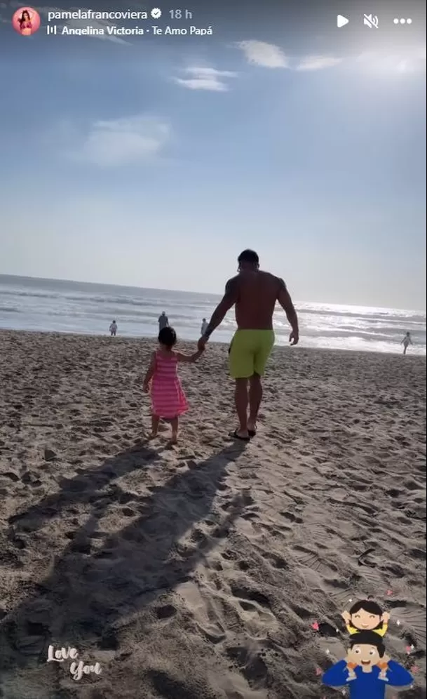 El tierno momento de Christian Domínguez y su hija menor en la playa / Instagram