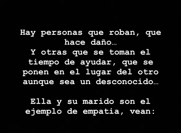 Flor se mostró muy agradecida con la pareja que le ayudó a recuperar su documentación/ Foto: IG Flor Ortola