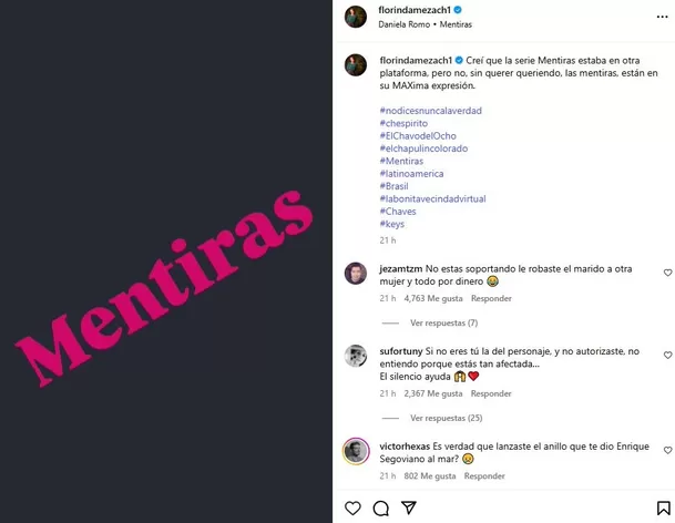 Florinda Meza reacciona a reciente capítulo de 'Sin querer queriendo', bioserie de Chespirito / Instagram