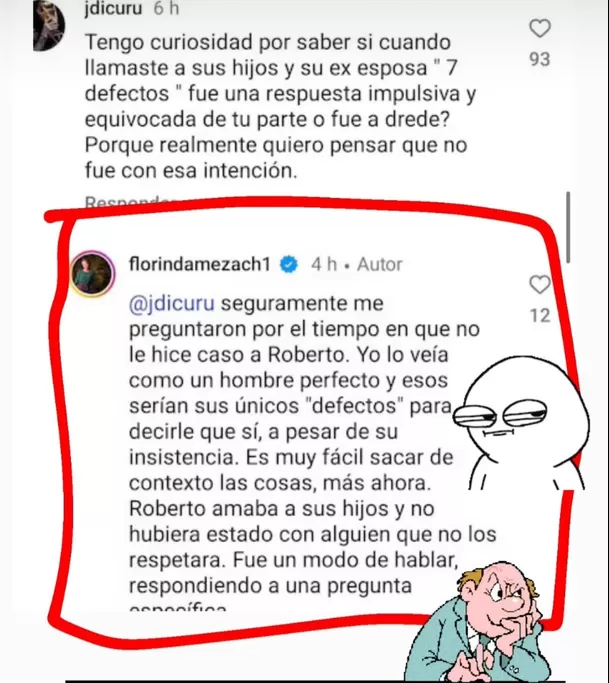 La respuesta de Florinda Meza cuando le preguntan por qué llamó "defectos" a los hijos de Chespirito / IG: Perez_Colunga