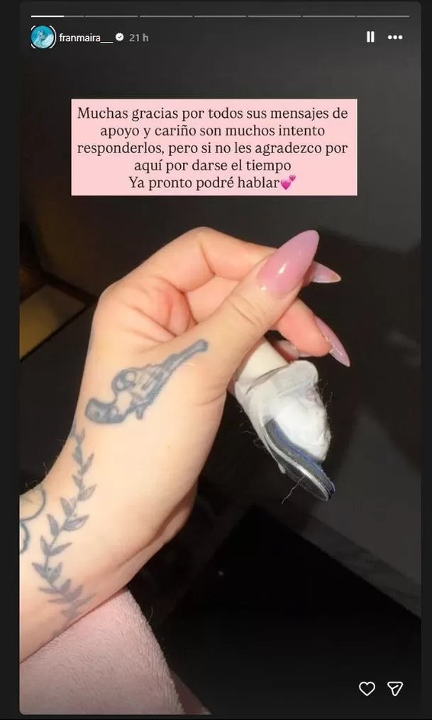 Fran Maira agradece el apoyo y promete contar su versión Fran Maira agradece el apoyo y promete contar su versión