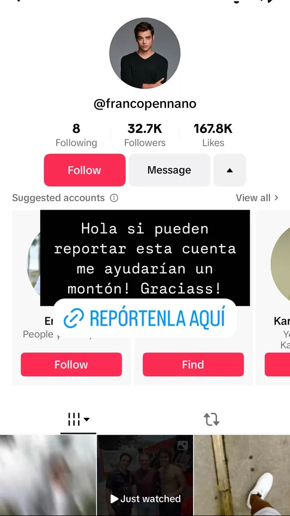 Franco Pennano hizo denuncia en redes sociales. Fuente: Instagram