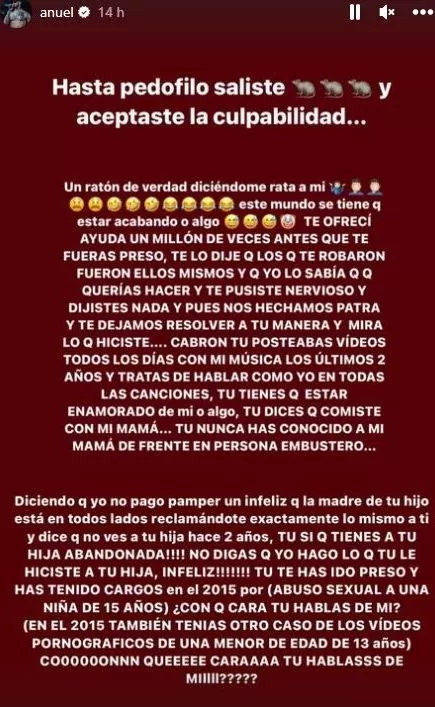 Respuesta de Anuel a Tekashi69 / Instagram