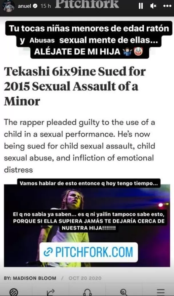 Anuel llamó "abusador" a Tekashi69 / Instagram