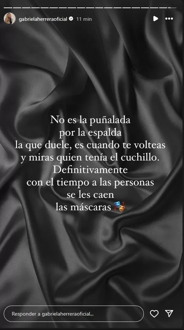 Mensaje de Gabriela Herrera en Instagram tras protagonizar una pelea en la calle/Foto: Instagram