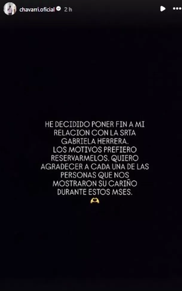 Comunicado de Diego Chávarri / IG: chavarri.oficial Comunicado de Diego Chávarri / IG: chavarri.oficial