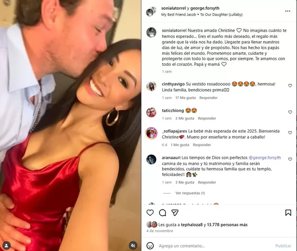 George Forsyth y Sonia La Torre publicaron carta abierta a su bebé. Foto: Instagram / @sonialatorrel y @george.forsyth