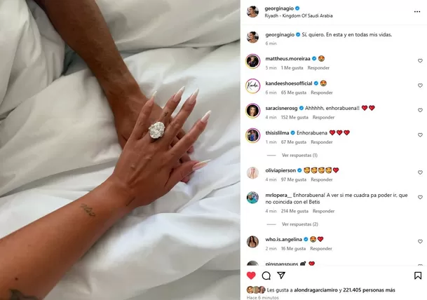 Georgina Rodríguez anunció su compromiso con Cristiano Ronaldo / Instagram