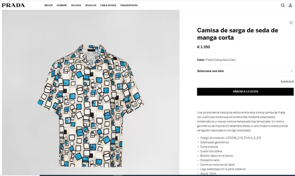 La camisa que llevó puesta la pareja de Clara Chía es de la exclusiva marca Prada/ Foto: Prada