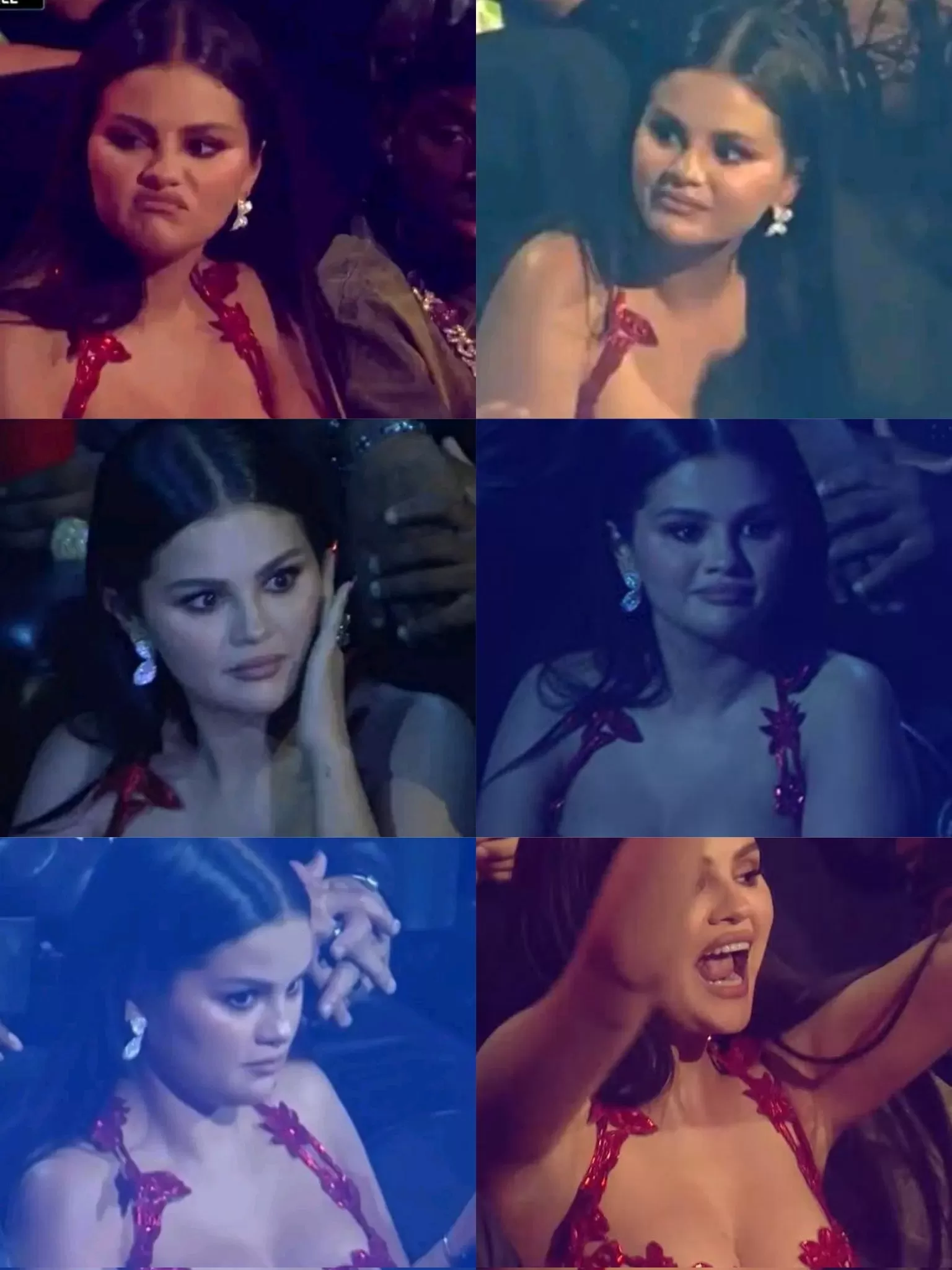 Las reacciones de Selena Gomez durante los MTV Video Music Awards 2023. Fuente: Twitter