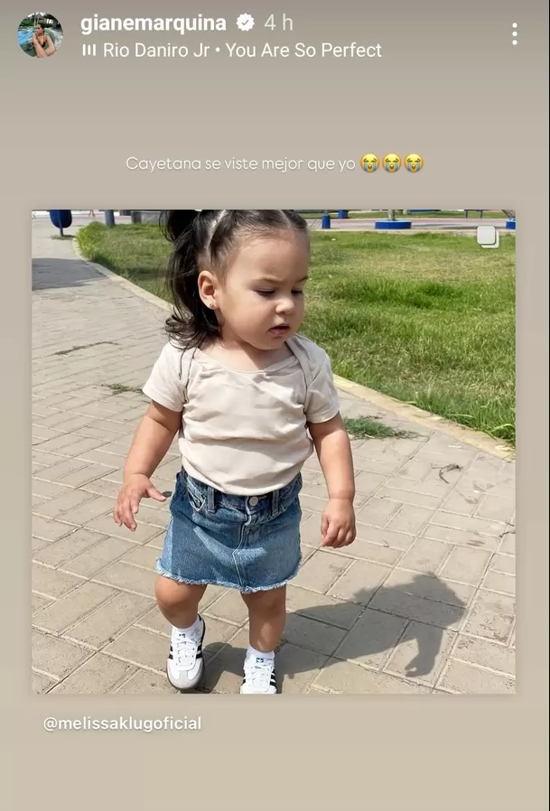 Gianella Marquina se emocionó con look de su hermana Cayetana, hija de Melissa Klug y Jespus Barco. Fuente: Instagram Gianella Marquina se emocionó con look de su hermana Cayetana, hija de Melissa Klug y Jespus Barco. Fuente: Instagram