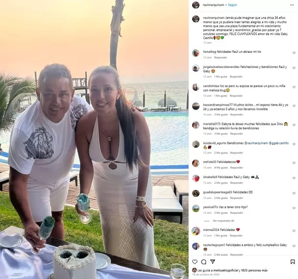 Raúl Marquina dedicó romántico mensaje a su novia Gaby Castillo por su cumpleaños en octubre 2024. Fuente: Instagram Raúl Marquina dedicó romántico mensaje a su novia Gaby Castillo por su cumpleaños en octubre 2024. Fuente: Instagram