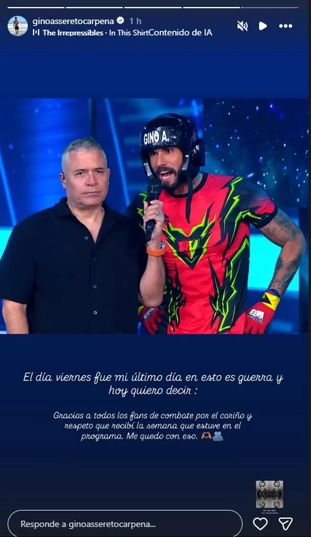 Gino Assereto se despidió de EEG tras tenso momento con Mister G/Captura Gino Assereto se despidió de EEG tras tenso momento con Mister G/Captura