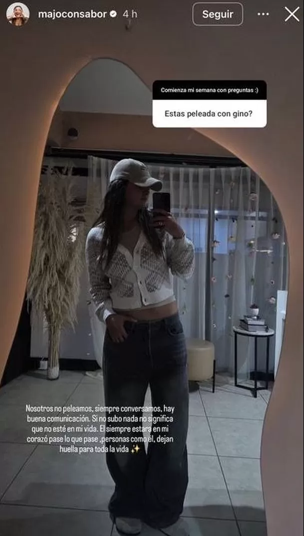Majo con Sabor preocupó a sus seguidores con su respuesta sobre Gino Assereto / Instagram