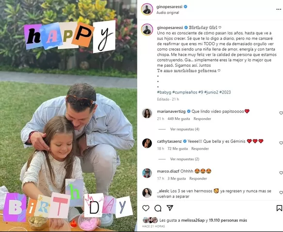 Gino Pesaressi y Mariana Vértiz festejaron a lo grande los 9 años de su hija 