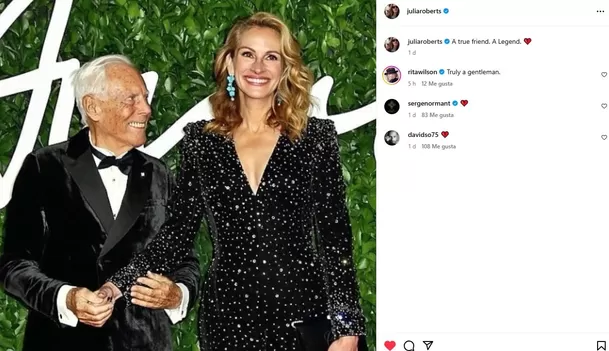 El adiós de Julia Roberts a Giorgio Armani / Instagram