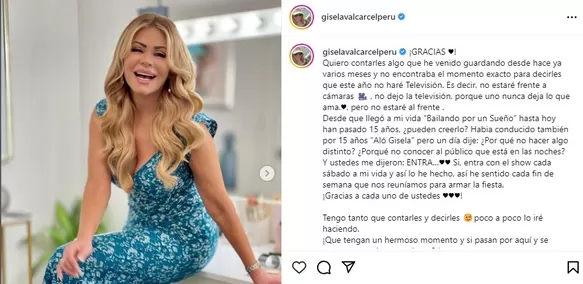 Gisela Valcárcel anunció que no conducirá ningún programa: “Este año no haré televisión”