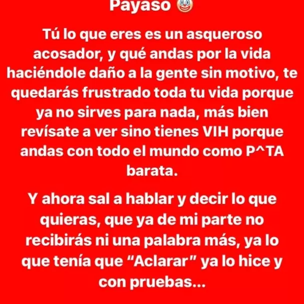 Mensaje final de Giuseppe Benignini acerca del tema Carlos Cacho. / IG Giuseppe Benignini