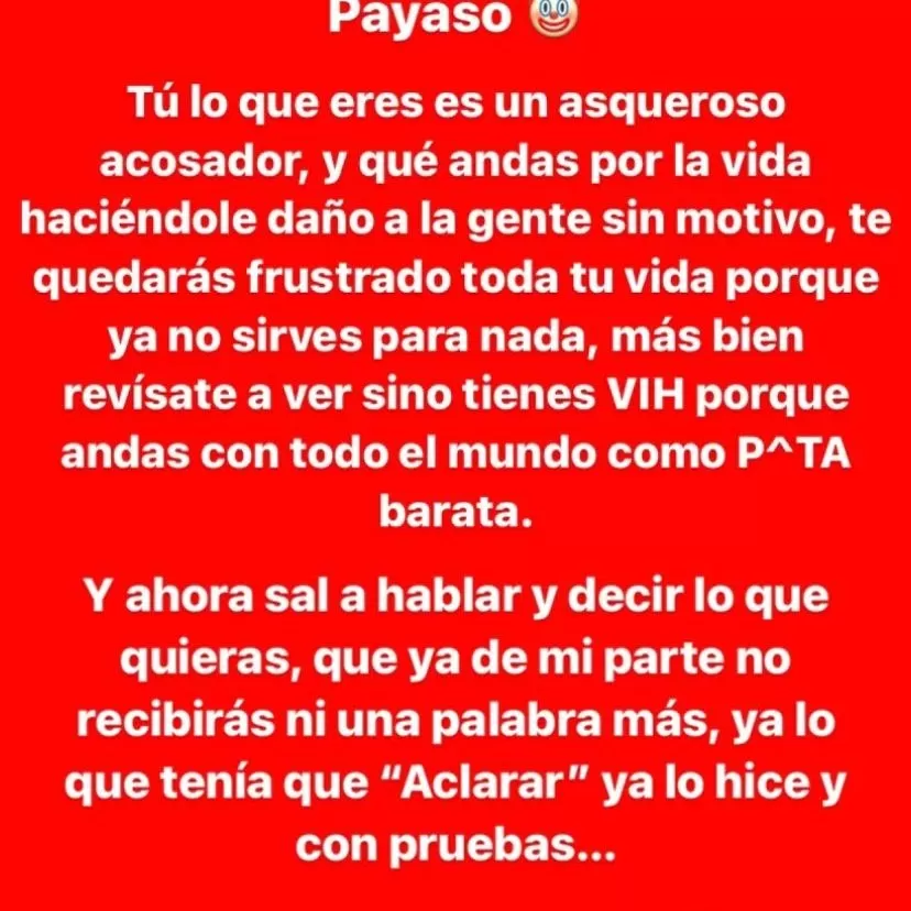 Mensaje final de Giuseppe Benignini acerca del tema Carlos Cacho. / IG Giuseppe Benignini