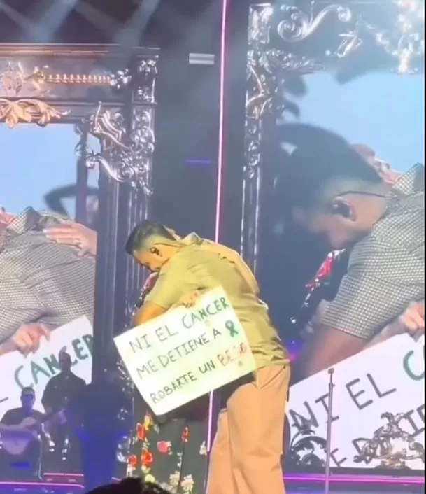 La seguidora de Romeo llevó un singular cartel y Romeo santos cumplió el sueño de su fan/Foto: Instagram