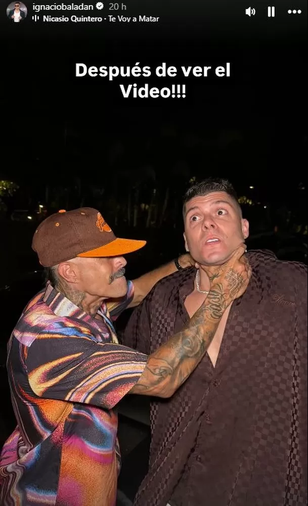 Mike Bahía luego de ver el video de Ignacio Baladán y Greeicy / IG: @ignaciobaladan
